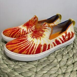Rothy’s The Kids Sneaker In Orange Burst Slip On Washable Knit Sneaker